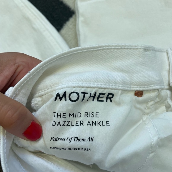 MOTHER the mid rise dazzler ankle the fairest of them all white jeans size 26 - Picture 6 of 9